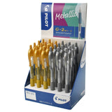 Pilot G-207 Metallic Retractable Gel Rollerball Medium Line (Gold/Silver) Display