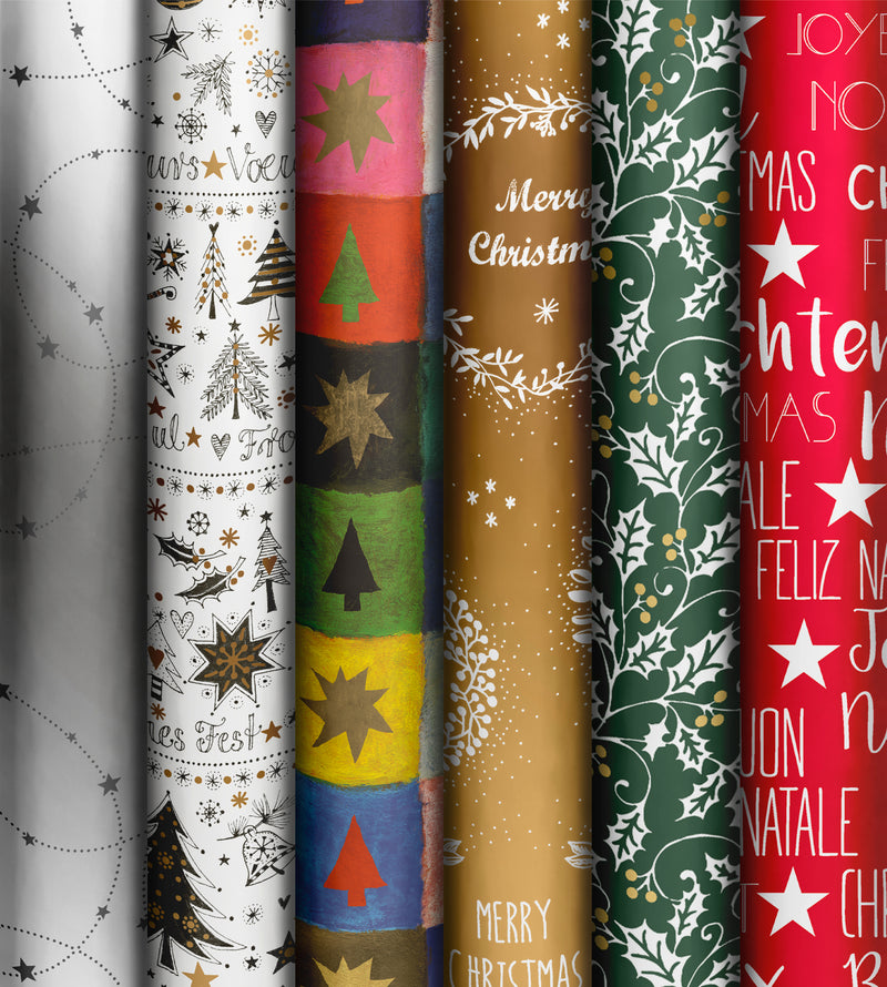 Roll Wrap Assortment 0.7x2m Basic Christmas 60 Rolls