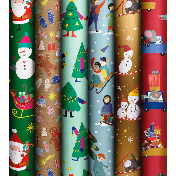 Roll Wrap Assortment 0.7x2m Basic Xmas Kids