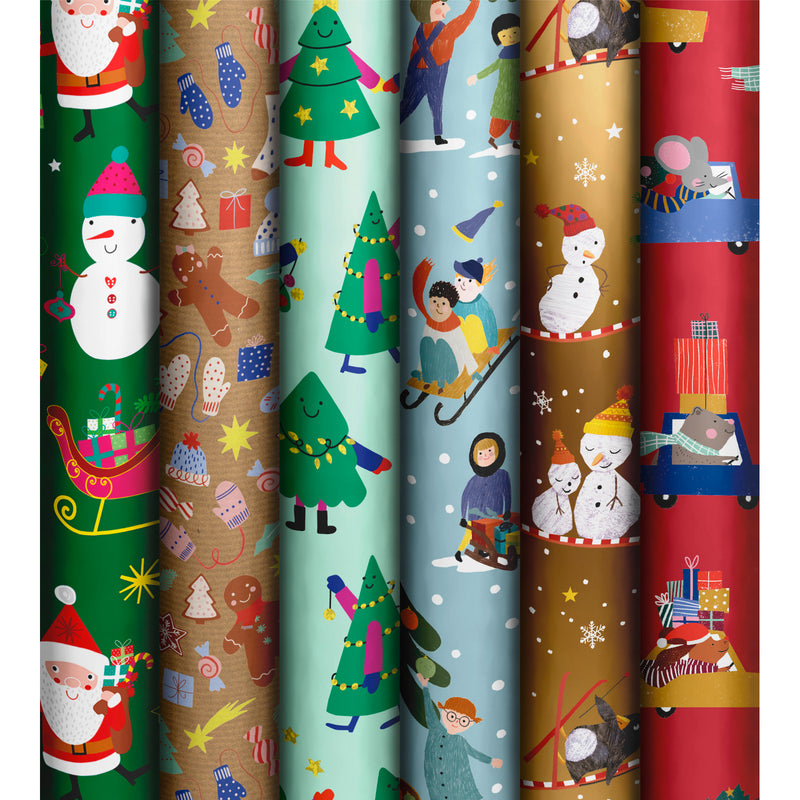 Roll Wrap Assortment 0.7x2m Basic Xmas Kids