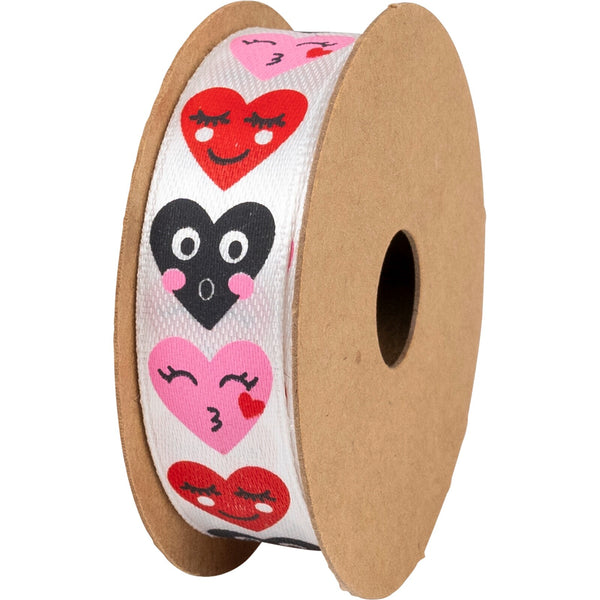 Double Faced Satin Ribbon Spool 15mm x 3m Hearts