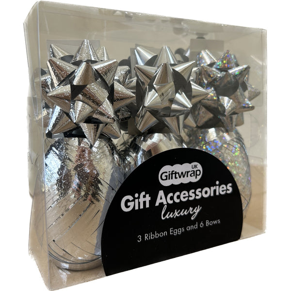 Silver Accessory Pack (3 Ribbon Eggs & 6 Bows)