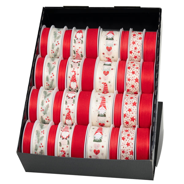 White/Red Christmas Ribbon on Reel 36 piece(s)