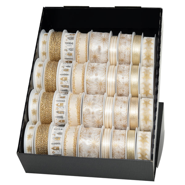 Cream/Gold Christmas Ribbon on Reel 36 piece(s)