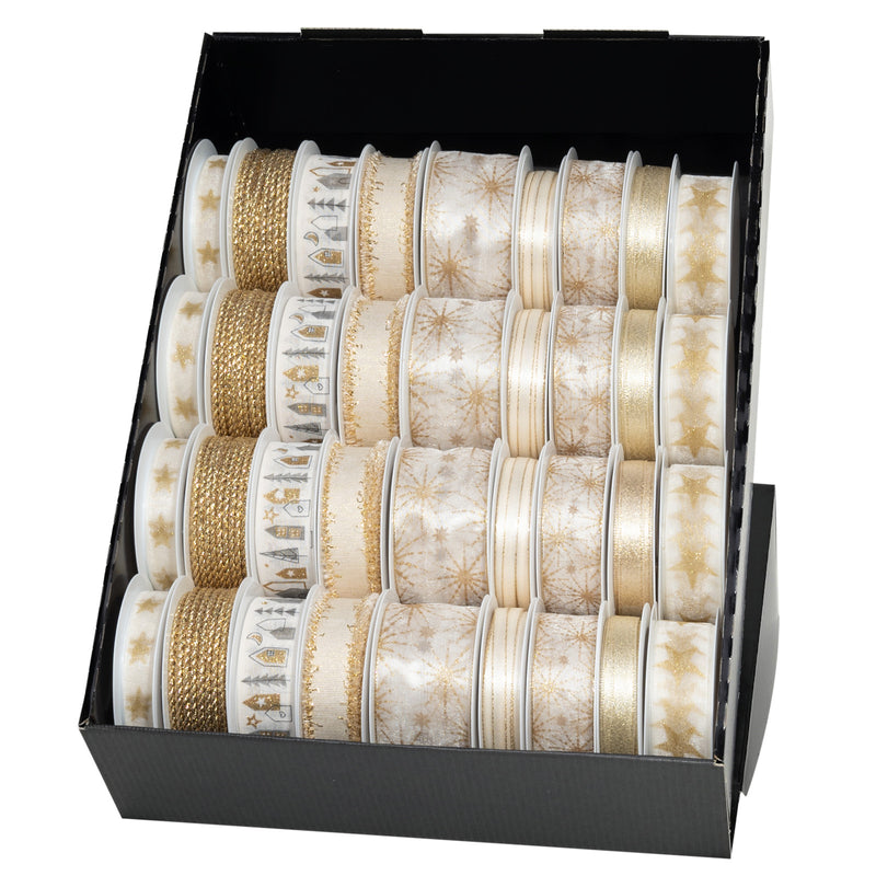 Cream/Gold Christmas Ribbon on Reel 36 piece(s)