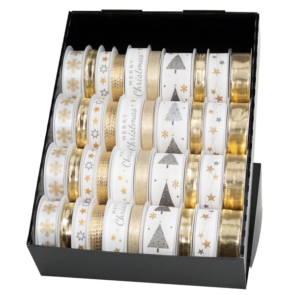 Gold/White Christmas Ribbon on Reel 40 piece(s)