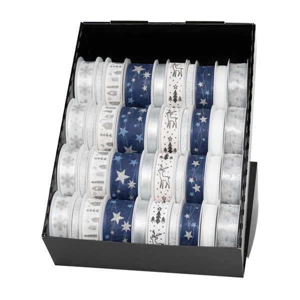 Blue/Silver Christmas Ribbon on Reel 40 piece(s)