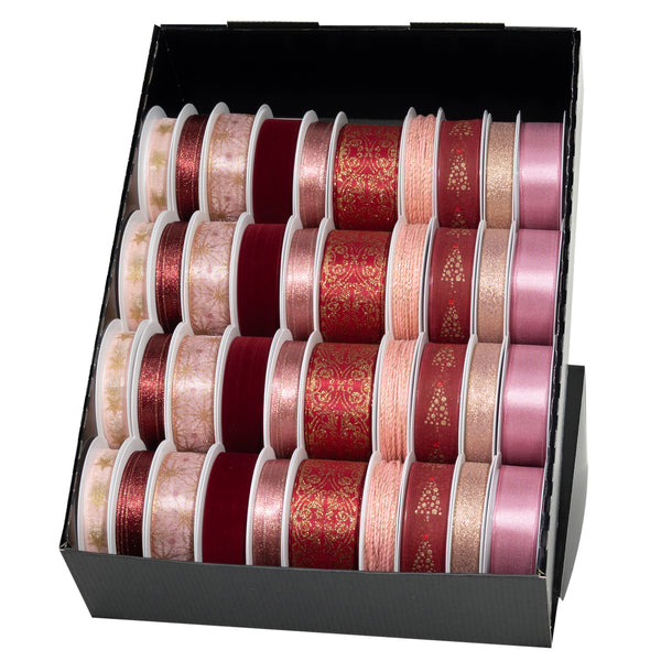 Pink/Burgundy Christmas Ribbon on Reel 40 piece(s)