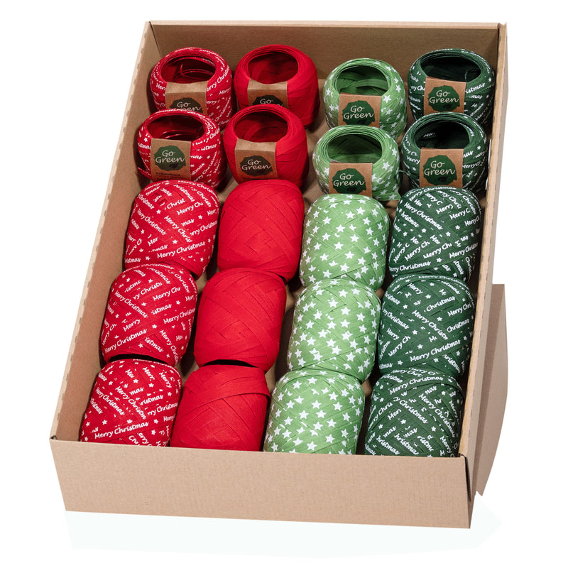 Nature Pack Green/Red Christmas Ribbon Egg Assortment (GOG) 10mm x 12m 20 piece(s)