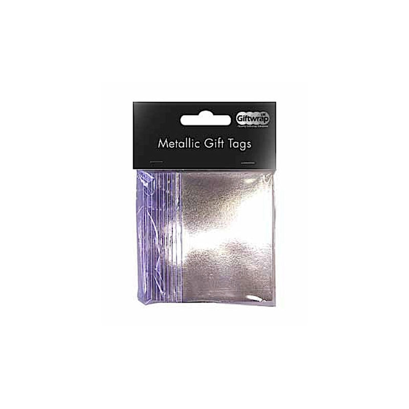 Metallic Silver Gift Tag Packs 50x70mm with String